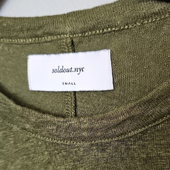 Soldout NYC Olive Green Linen Short Sleeve Casual Slub The Perfect Tee Small - Picture 2 of 6